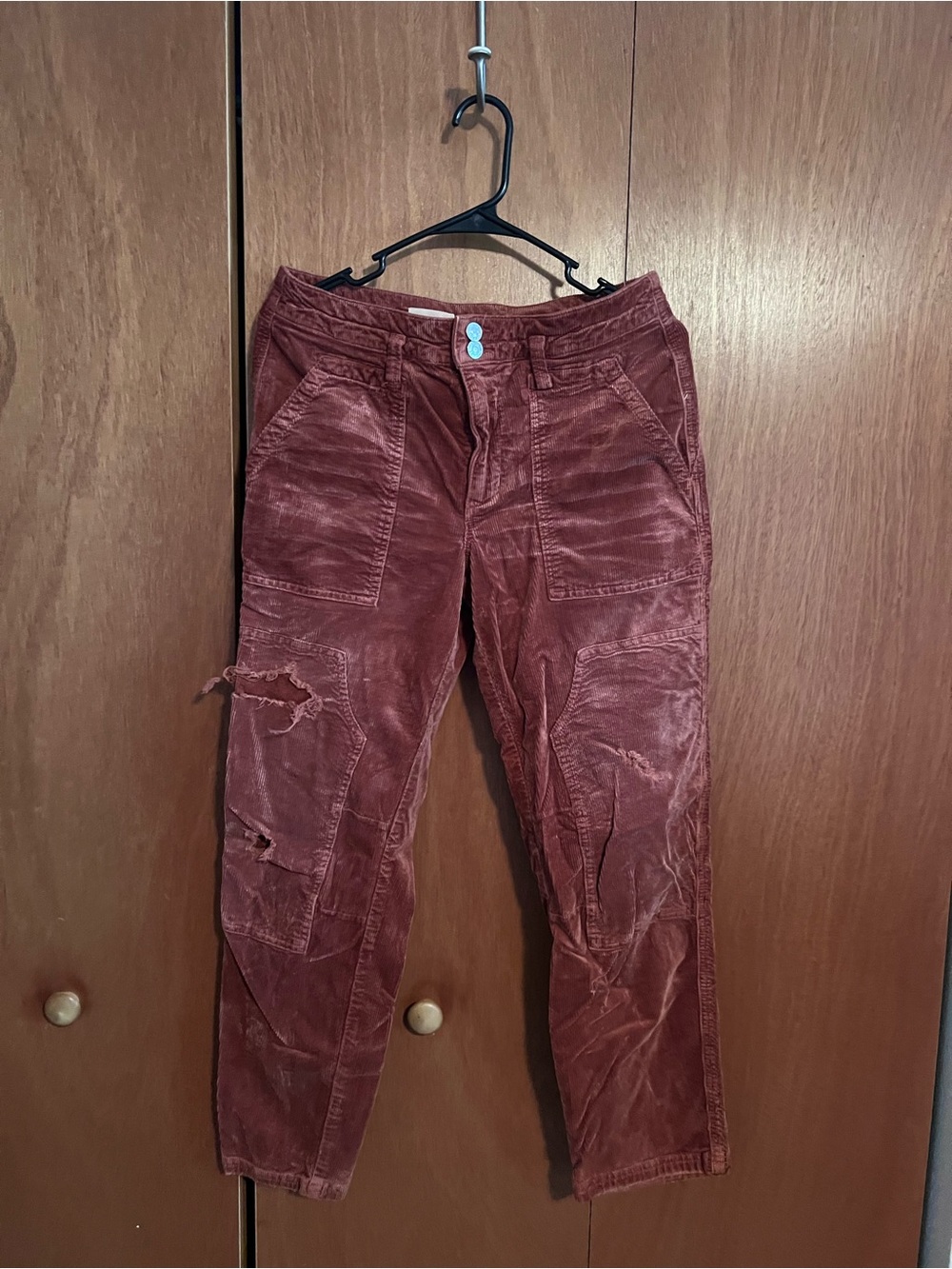 Pilcro Straight Leg Corduroy Pants in Wine
